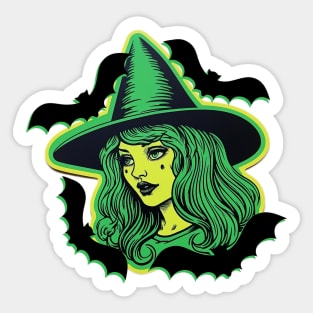 CreepyCool Pinup Witch Sticker